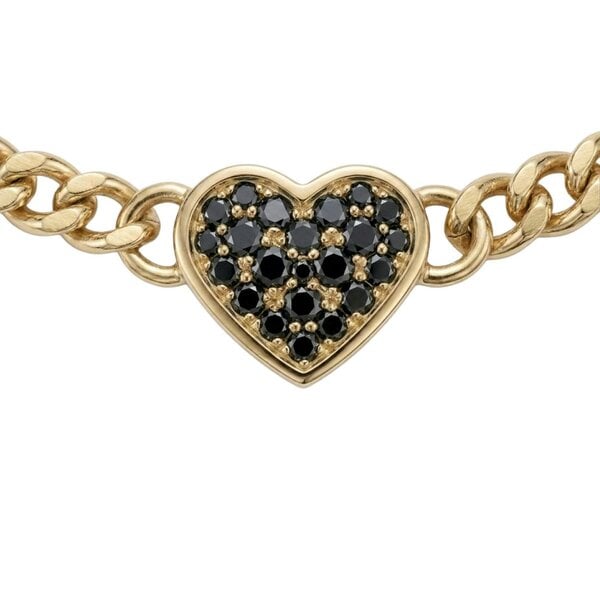 BLOOMTINE Loves Frequency™ 18K Solid Gold Black Diamond Heart Choker Necklace