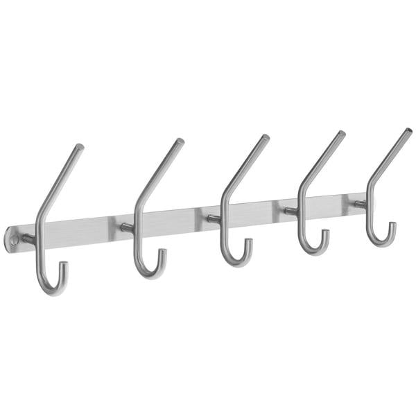 Brushed stainless steel 5 hook coat rack