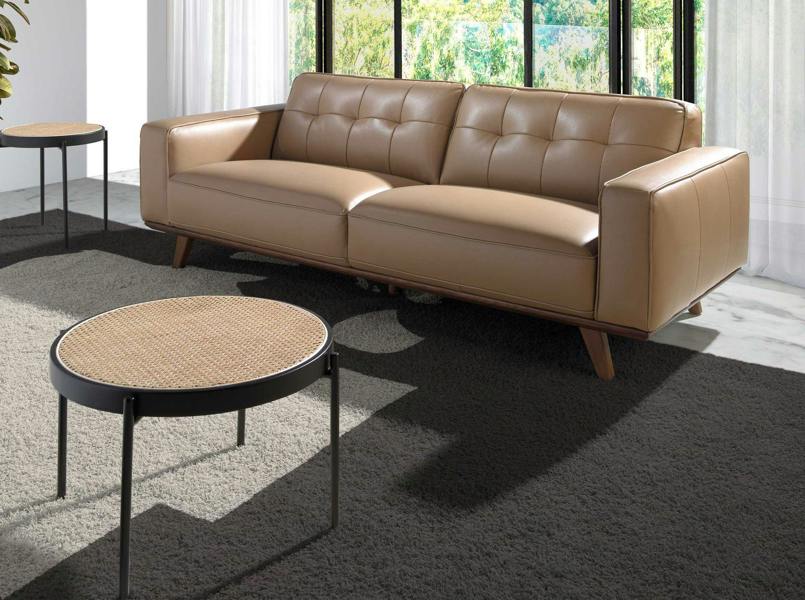Angel Cerdá Round Coffee Table Rattan, Black Wood and Black Steel 2111