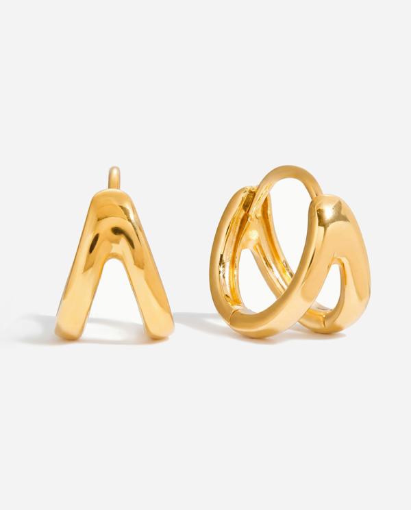 Elk & Bloom 14k Gold Double Wave Huggie Hoops