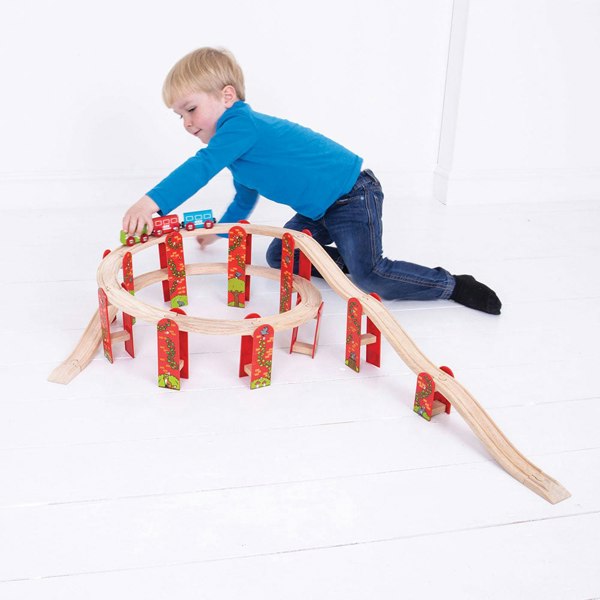 Bigjigs Rail Wooden High Level Expansion Set - 27 Pieces