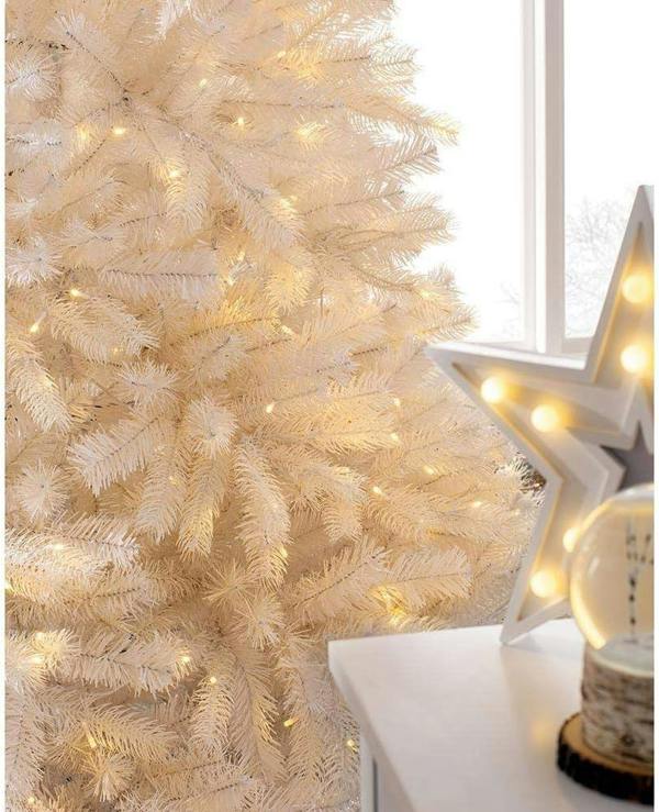 4ft to 12ft Pre-Lit White Alaskan Pine Christmas Trees with Warm White LEDs image 4