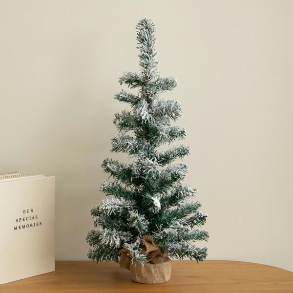 Samuel Alexander 60cm Snowy Mini Fir Christmas Tree with Jute Bag Stand