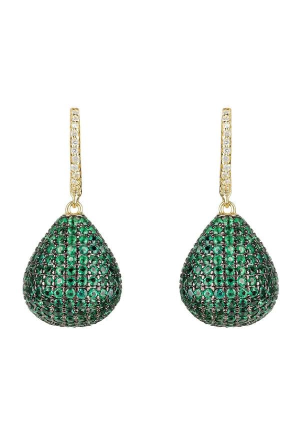 Latelita Valerie Pear Drop Gemstone Earring Gold Emerald Green