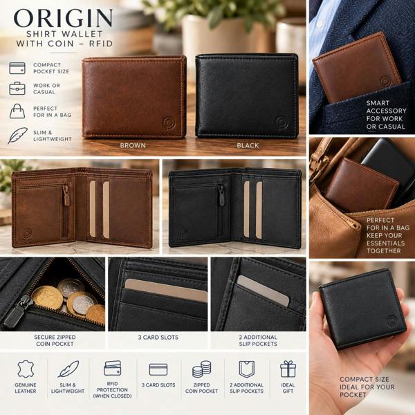 Mala Leather Origin Shirt Leather Wallet With Coin Pocket