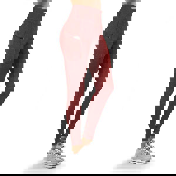 OOOOO Women's Workout Leggings Highwaist w/ Top Pockets & Line Effect, Mudstone