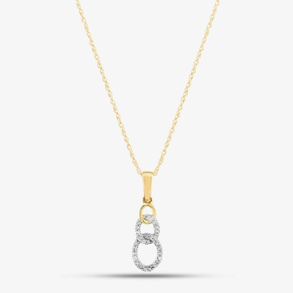 T. H. Baker 9ct Yellow Gold 0.08ct Brilliant Cut Diamond Open Circle Necklace THP43040-08 (YG)