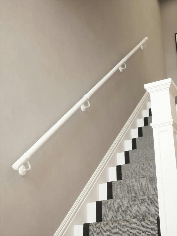 Edstone Matt White Straight Flight Handrail — Handrails Direct 40mm Handrail Straight Run — by Handrails Direct, Straight Flight
