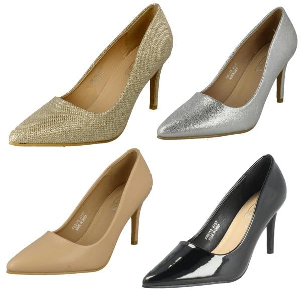 Spot On Ladies Spot On High Heeled Evening Court Shoes F90113