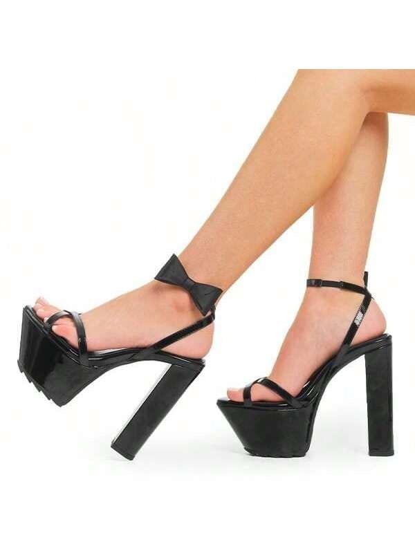 Lamoda Sandals Not Your Girl Open Toe Platform Straps Eyelets Black, Stylish