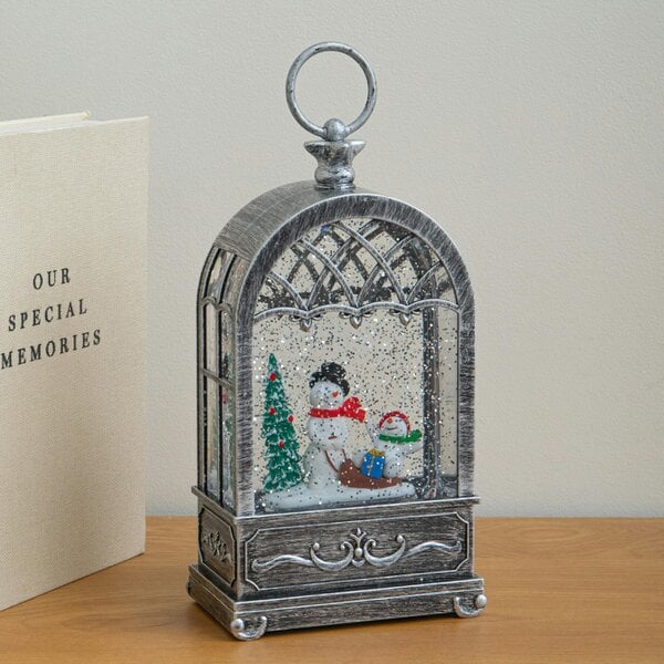 Samuel Alexander 26cm Light up Christmas Water Spinner Decoration with Snowmen Scene