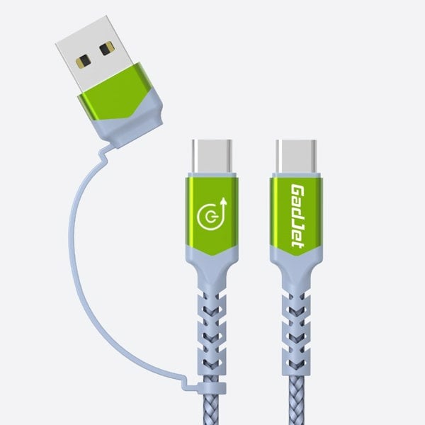GadJet 2m USB-C to USB-C Cable + USB-A Adapter