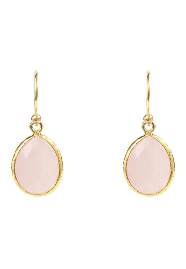 Petite Drop Earrings Rose Quartz Gold - LATELITA Earrings