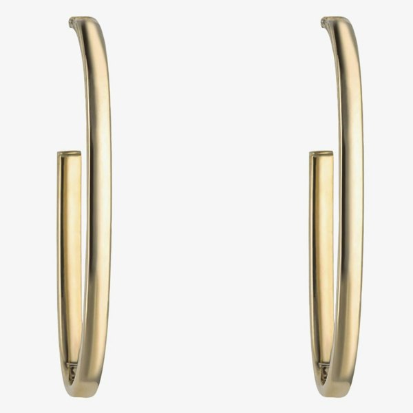 T. H. Baker 9ct Yellow Gold Open Oval 3/4 Hoop Earrings GE2407