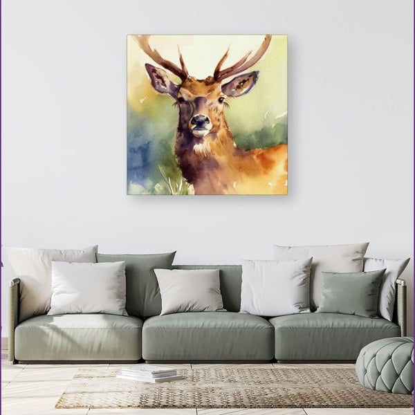 Warren Reed Splendid Stag Watercolour Canvas