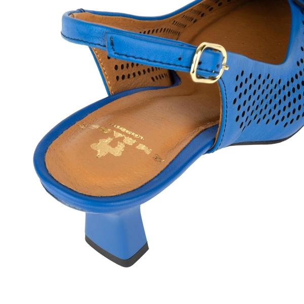 Embassy London Florence - Vibrant Blue - Women's Leather Slingback Heel with Flower Detail