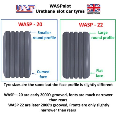 urethane slot car tyres x 4 wasp no 22 scalextric grooved f1 c2581-c2989 1:32 scale