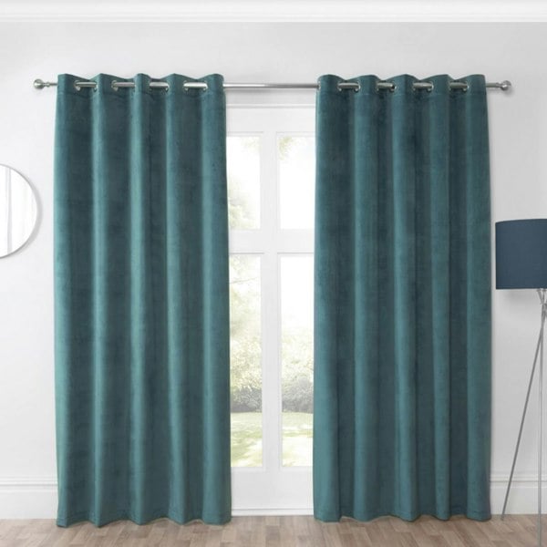 Sundour Casa Blue Eyelet Ready Made Eyelet Curtains