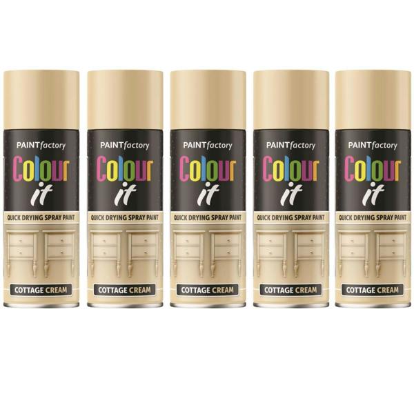 Paint Factory 5X  Cottage Cream Gloss Spray Paint 400ml