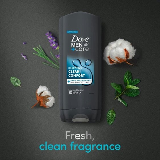 Dove Men+Care Hydrating Clean Comfort 3-in-1 Hair, Face and Body Wash 3x400ml