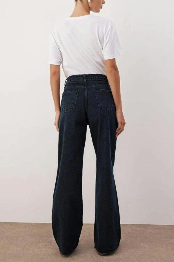 WOVCOR High Waist Wide Leg Jeans with Cut-Out Legs