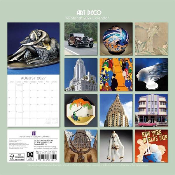 Art Deco Calendar 2027, Wall Calendars, Month To View, Art, Gift