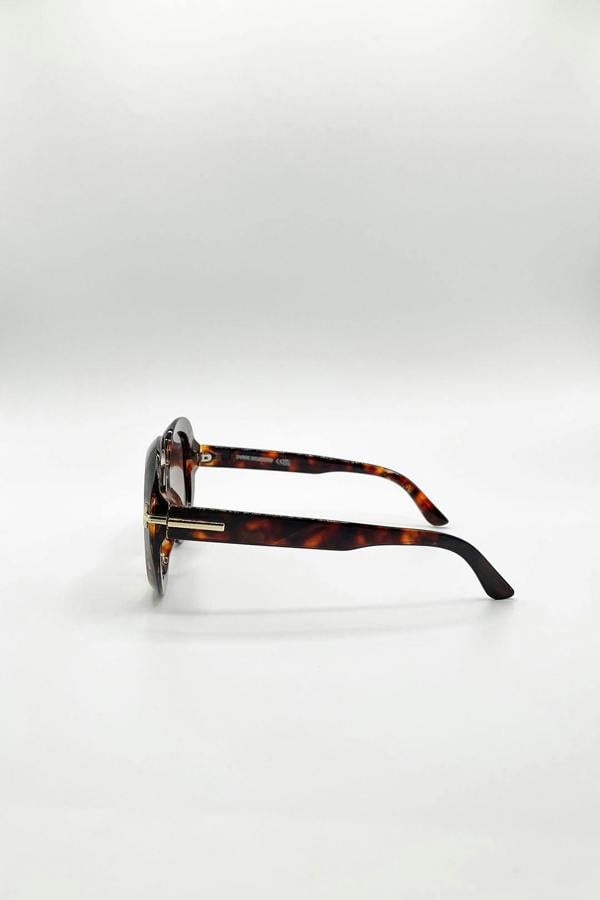 SVNX Bold Round Oversized Sunglasses In Tortoiseshell