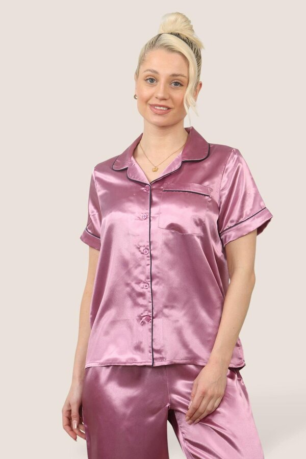 Luxe Satin Short Sleeve PJ Set – DUSKY PINK - Dusty Pink