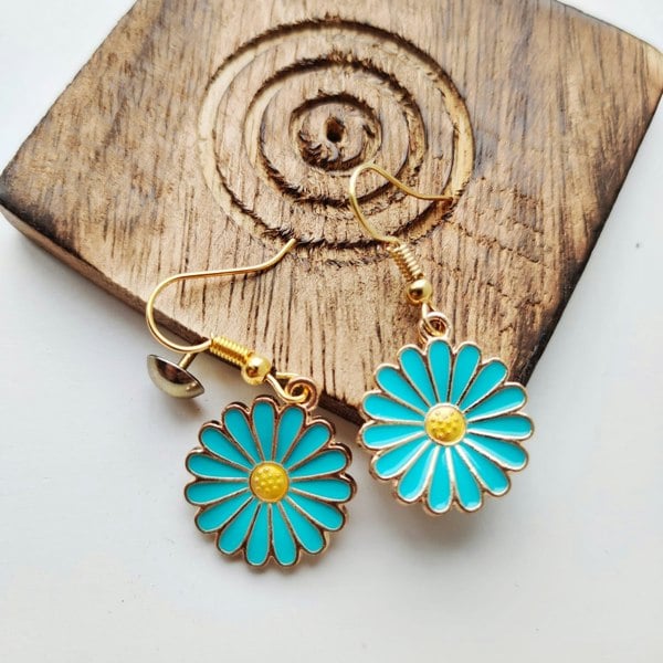 The Colourful Aura Sunflower Floral Charm Sun Flower Dainty Boho Floral Hook Drop Earrings