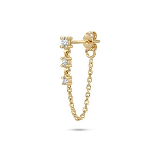 Spero London Fine Diamond Linked Tennis Earring in 14ct Solid Gold - Single