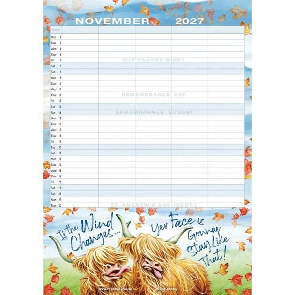 Roy Anstey, Moody Coos A3 Family Planner 2027, Family Planners, Month To View, Animals, Gift