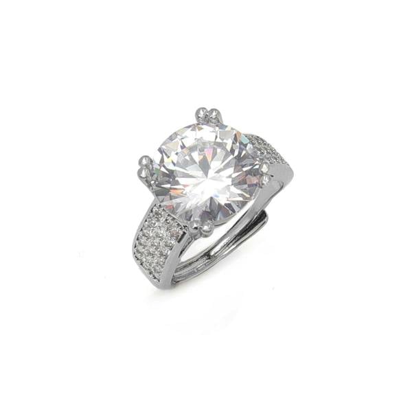 Say It With Adjustable Round Cut Pavé Band Ring - Silver