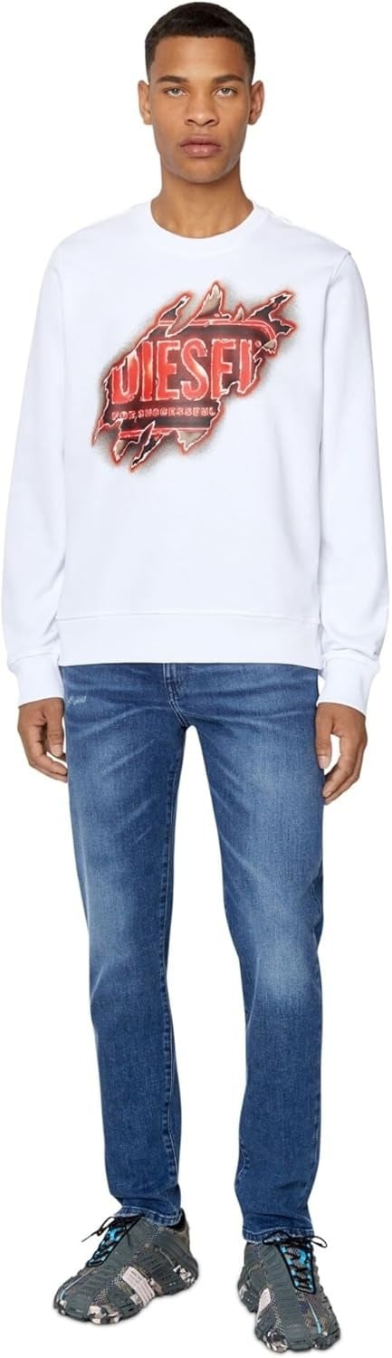 Diesel Peel Effect Logo Sweatshirt - White