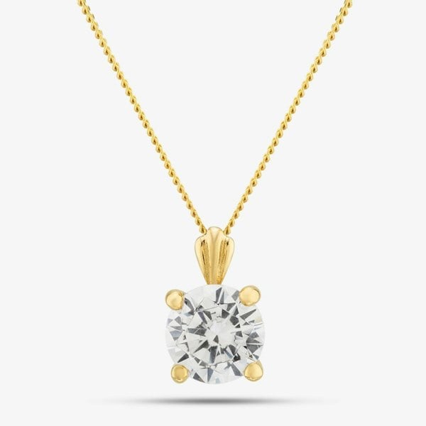 T. H. Baker 9ct Gold 5mm Round Cubic Zirconia Pendant 1.62.2712