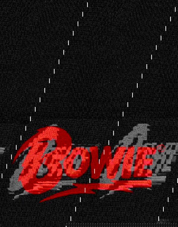 David Bowie Mens Black Logo Beanie Hat (One Size)