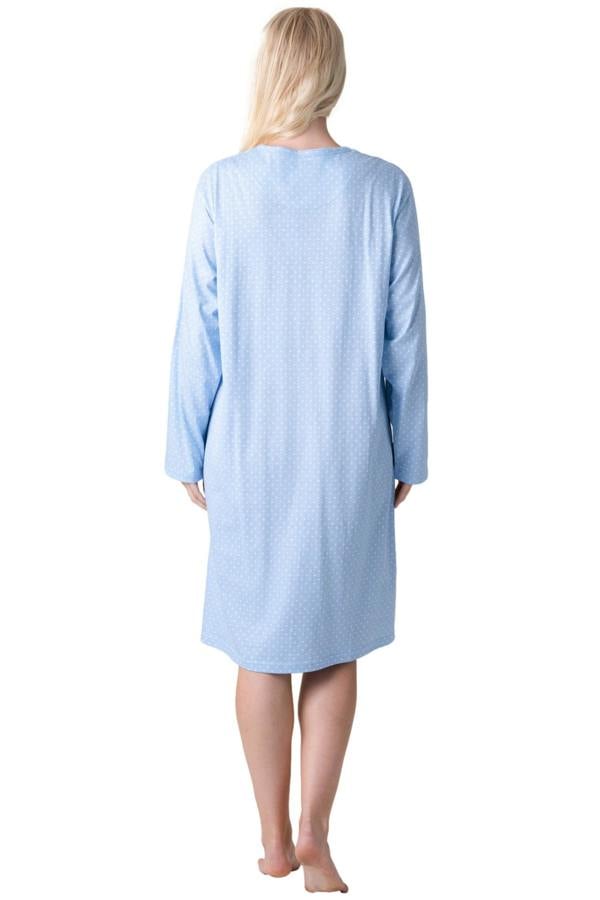 Camille Womens 100% Organic Cotton Classic Knee Length Long Sleeved Nightdress