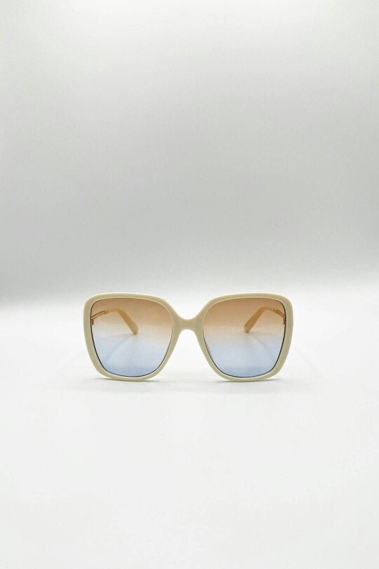 SVNX Oversized Square Sunglasses In Beige