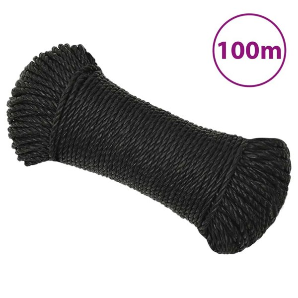 Berkfield Work Rope Black 8 mm 100 m Polypropylene