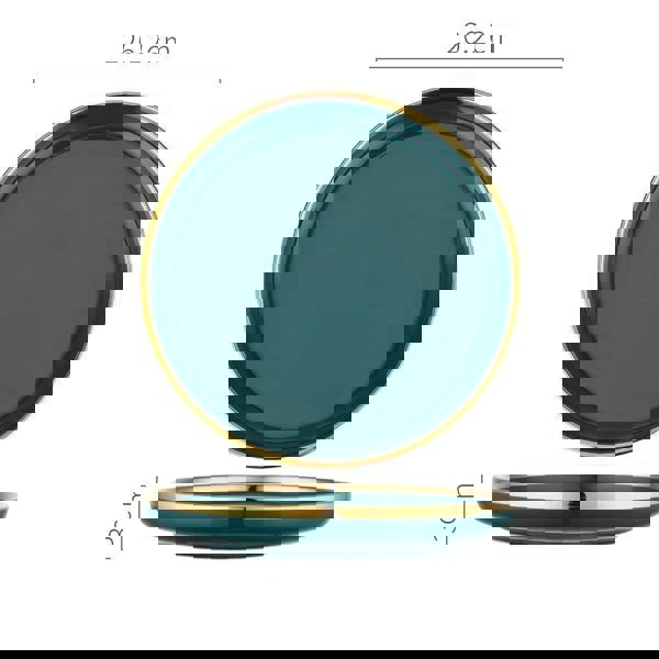 9 Piece Dinner Set, Green And Gold-Weilai Concept-Weilai Concept
