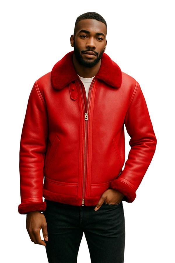 Infinity Leather Mens B3 Bomber RAF Aviator Sheepskin Jacket -Wyndham
