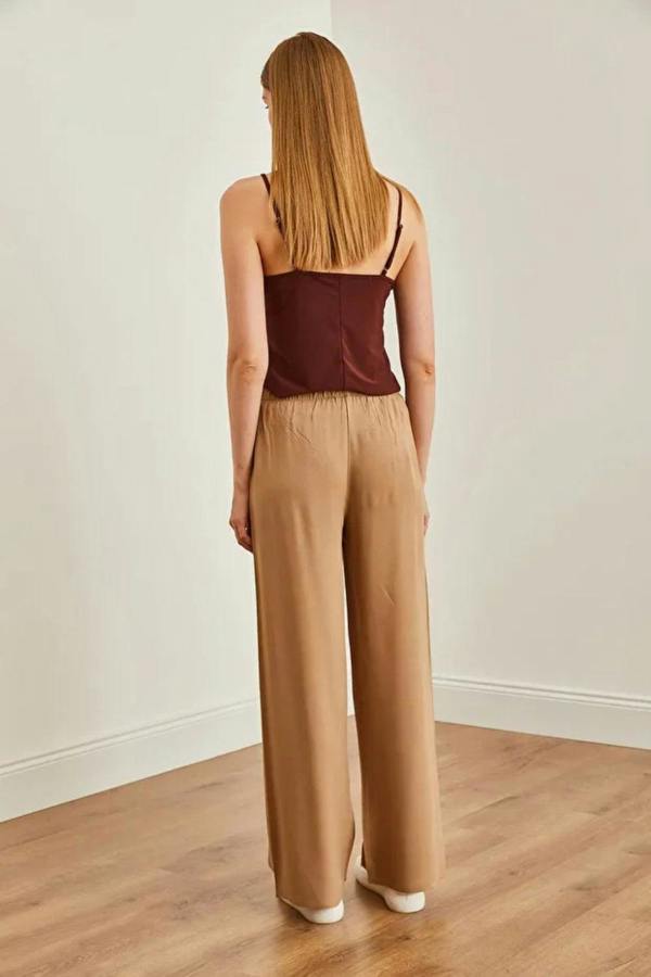 Hoxton Gal Basic Belted Woven Viscose Palazzo Pants