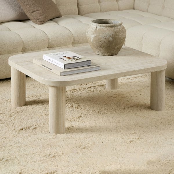 Furniture To Go Solano Rectangular Coffee Table in Light Travertine 100 x 75 cm