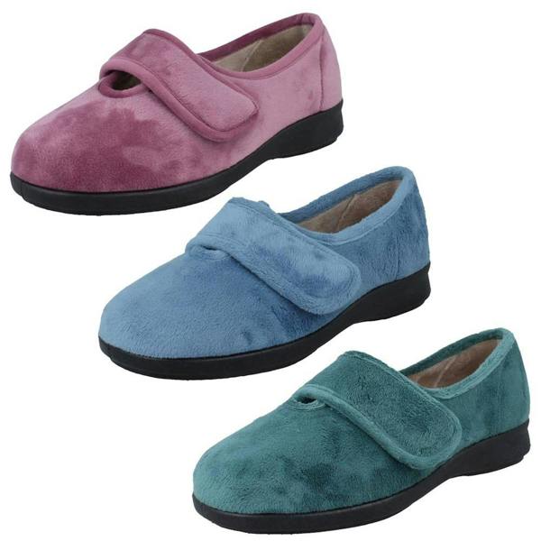 DB Shoes Ladies DB Shoes Casual Velour Slippers Fountain