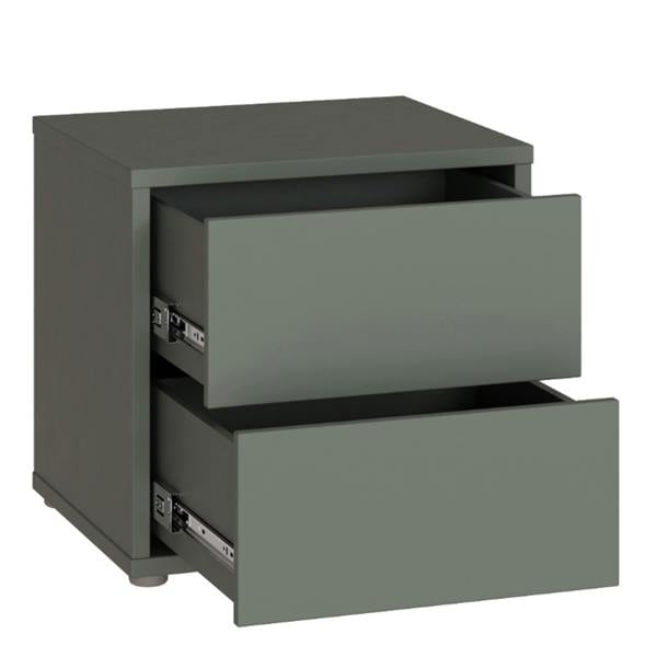Furniture To Go Alice Springs Low Bedside Cabinet with 2 Drawers Push-to-Open in Sage Green