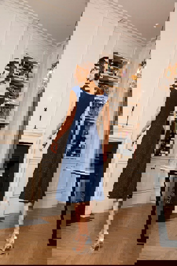 Alie Street London Darcie Cowl Neck Dress (Glitter Blue)