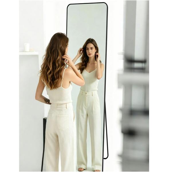 Gr8 Home 150x40cm Full Length Freestanding Dressing Mirror Black Frame Floor Standing Bedroom Mirror