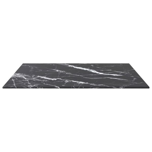 Berkfield Table Top Black 60x60 cm 6 mm Tempered Glass with Marble Design