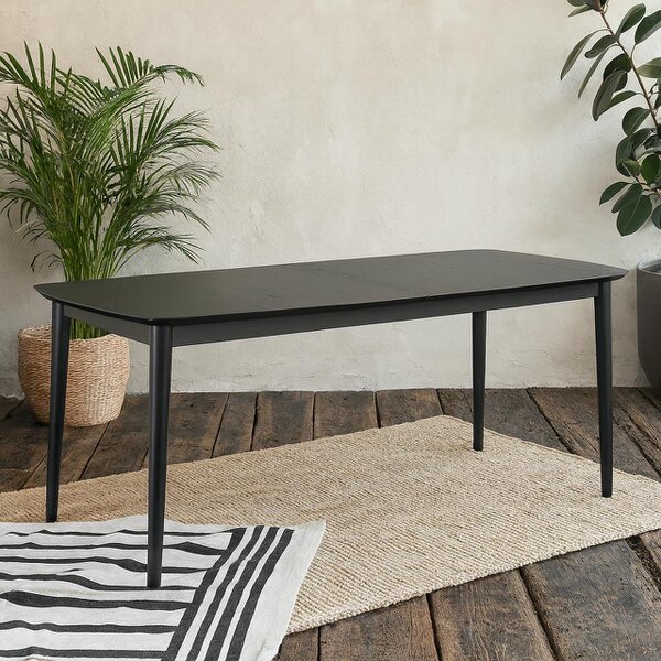Wyld Haus Novi Sad Black Wooden Rectangular Extending Dining Table