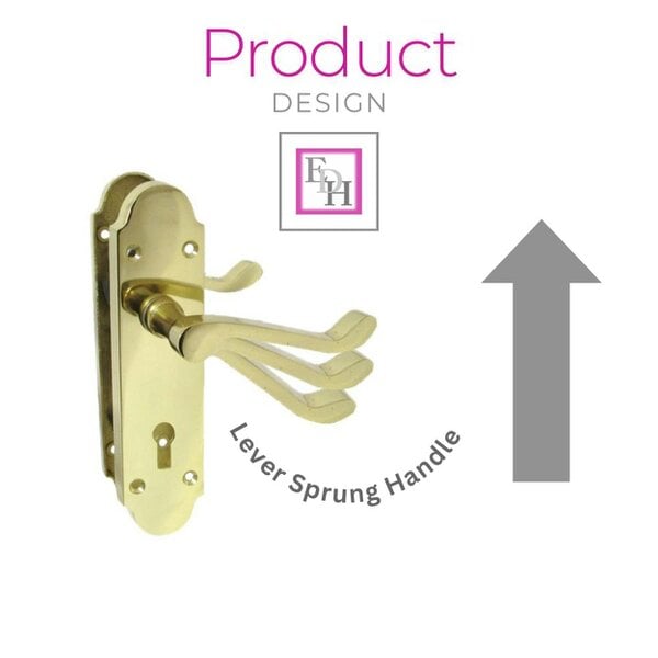 EDH Door Hardware Brass Finish Epsom Victorian Scroll Lock Door Handle on Shaped Back Plate +
