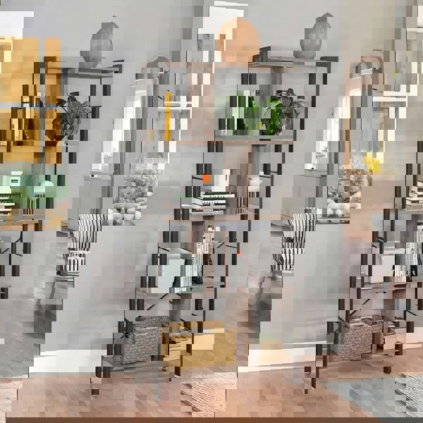 Rafaelo Mobilia 4 Tier Bookcase Display Stand Divider Greige